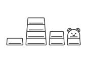 カップタワーの玩具（線画）の無料イラスト