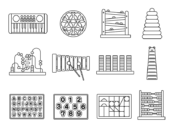 いろいろな、知育玩具（線画）の無料イラストセット