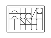木製の積み木（線画）の無料イラスト