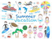夏のレジャーの無料イラストセット