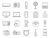 家電、電化製品のアイコン（線画）の無料イラストセット