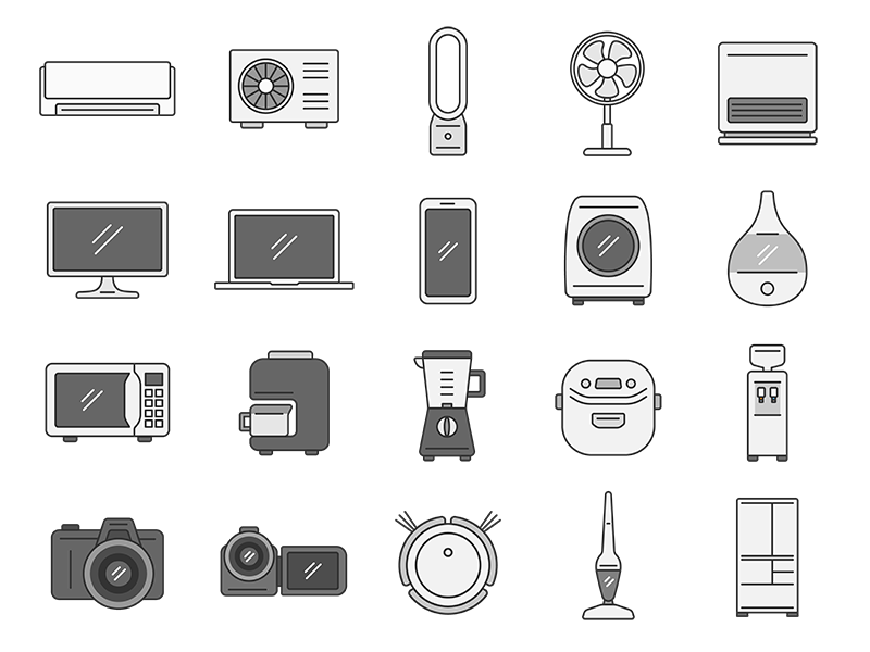 家電、電化製品アイコンのイラスト特集【商用利用可能・無料イラスト・フリー素材】