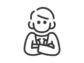 腕組みをした、ビジネスマンのアイコン（線画）の無料イラスト