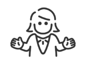 両手を広げた、ビジネスウーマンのアイコン（線画）の無料イラスト