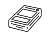 トレーディングカードの、デッキのアイコン（線画）の無料イラスト