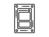 マグネットローダーに入った、トレーディングカードのアイコン（線画）の無料イラスト