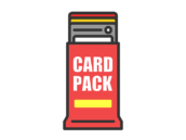 トレーディングカードの、パック開封のアイコン（線画カラー）の無料イラスト