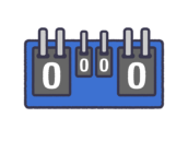 卓球のスコアボード（線画カラー）の無料イラスト【卓球うさぎシリーズ】