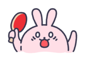 驚いた、卓球うさぎ（線画カラー）の無料イラスト【卓球うさぎシリーズ】