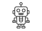 ホビーの、ロボットのアイコン（線画）の無料イラスト