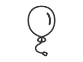 ホビーの、風船のアイコン（線画）の無料イラスト