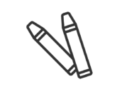 ホビーの、クレヨンのアイコン（線画）の無料イラスト