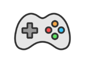 ホビーの、テレビゲームのアイコン（線画カラー）の無料イラスト