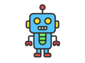 ホビーの、ロボットのアイコン（線画カラー）の無料イラスト