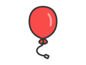 ホビーの、風船のアイコン（線画カラー）の無料イラスト