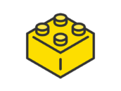 ホビーの、ブロックのアイコン（線画カラー）の無料イラスト