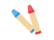 ホビーの、クレヨンのアイコンの無料イラスト