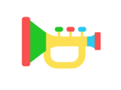ホビーの、ラッパのアイコンの無料イラスト