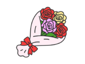 敬老の日の、プレゼント用のバラの花束の無料イラスト｜敬老の日