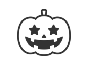 ハロウィンの目が星の、カボチャのおばけのアイコン（線画）の無料イラスト｜透過PNG・商用利用OK