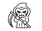 死神のキャラクターのアイコン（線画）の無料イラスト｜透過PNG・商用利用OK