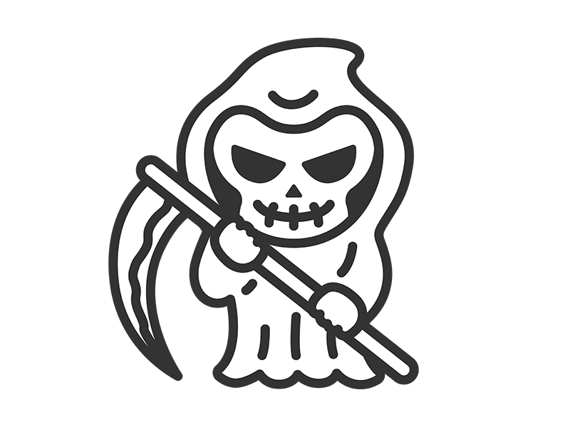 死神のキャラクターのアイコン(線画)の無料イラスト|透過PNG・商用利用OK