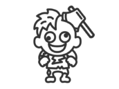 斧が刺さった、ゾンビのキャラクターのアイコン（線画）の無料イラスト｜透過PNG・商用利用OK