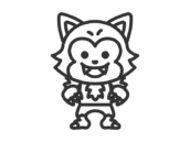 狼男のキャラクターのアイコン（線画）の無料イラスト｜透過PNG・商用利用OK