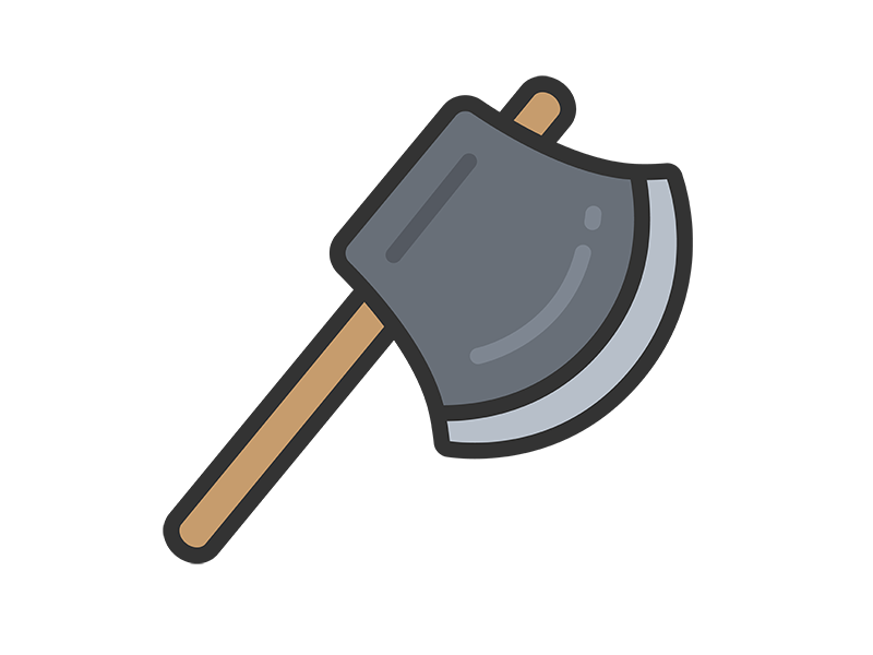 斧のアイコン(線画カラー)の無料イラスト|透過PNG・商用利用OK