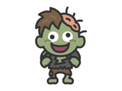 ゾンビのキャラクターのアイコン（線画カラー）の無料イラスト｜透過PNG・商用利用OK