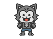 狼男のキャラクターのアイコン（線画カラー）の無料イラスト｜透過PNG・商用利用OK