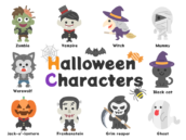 ハロウィンのキャラクターアイコンの無料イラストセット｜透過PNG・商用利用OK