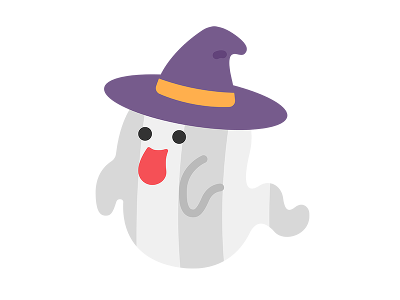 帽子をかぶった、おばけのキャラクターのアイコンの無料イラスト