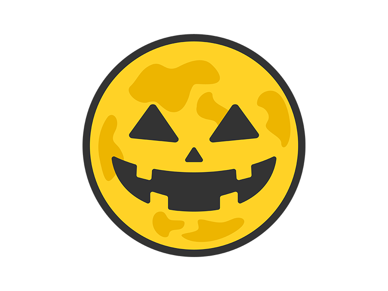 ハロウィンの月のアイコン(線画カラー)の無料イラスト|透過PNG・商用利用OK