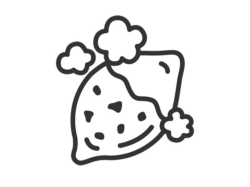 ホカホカの、焼き芋のアイコン(線画)の無料イラスト|透過PNG・商用利用OK