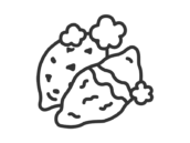 ホカホカの、銀紙に包まれた、焼き芋のアイコン（線画）の無料イラスト｜透過PNG・商用利用OK