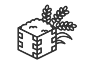 桐箱に入った、お米と稲のアイコン（線画）の無料イラスト｜透過PNG・商用利用OK