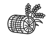 米俵と稲のアイコン（線画）の無料イラスト｜透過PNG・商用利用OK