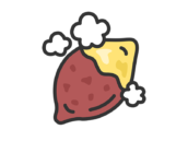 ホカホカの、焼き芋のアイコン（線画カラー）の無料イラスト｜透過PNG・商用利用OK