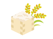 桐箱に入った、お米と稲のアイコンの無料イラスト｜透過PNG・商用利用OK