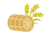 米俵と稲のアイコンの無料イラスト｜透過PNG・商用利用OK