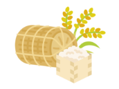 米俵と稲と米のアイコンの無料イラスト｜透過PNG・商用利用OK