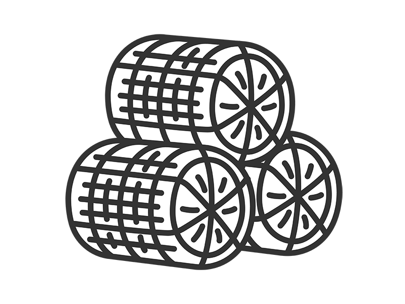 積み重なった、米俵のアイコン(線画カラー)の無料イラスト|透過PNG・商用利用OK