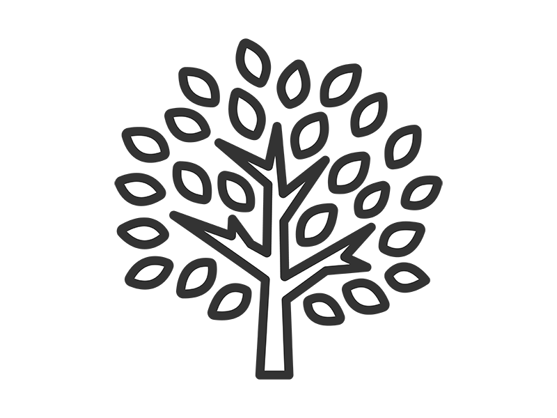 葉の生い茂った、木のアイコン(線画)の無料イラスト|透過PNG・商用利用OK