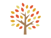 秋の紅葉した、木のアイコンの無料イラスト｜透過PNG・商用利用OK