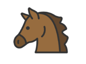 馬の横顔のアイコン（線画カラー）の無料イラスト｜透過PNG・商用利用OK