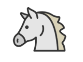 白馬の横顔のアイコン（線画カラー）の無料イラスト｜透過PNG・商用利用OK