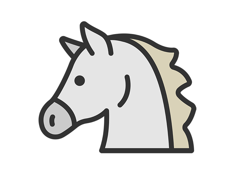 白馬の横顔のアイコン(線画カラー)の無料イラスト|透過PNG・商用利用OK