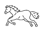 横から見た、走っている馬（線画）の無料イラスト｜透過PNG・商用利用OK