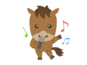 カラオケで歌う、馬のキャラクターの無料イラスト｜午年素材・商用利用可フリー素材（透過PNG）